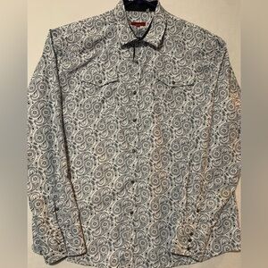 Patron Cito Red Label Mens XXL  WhitePlaid Long Sleeve Flip Cuff Western Cowboy